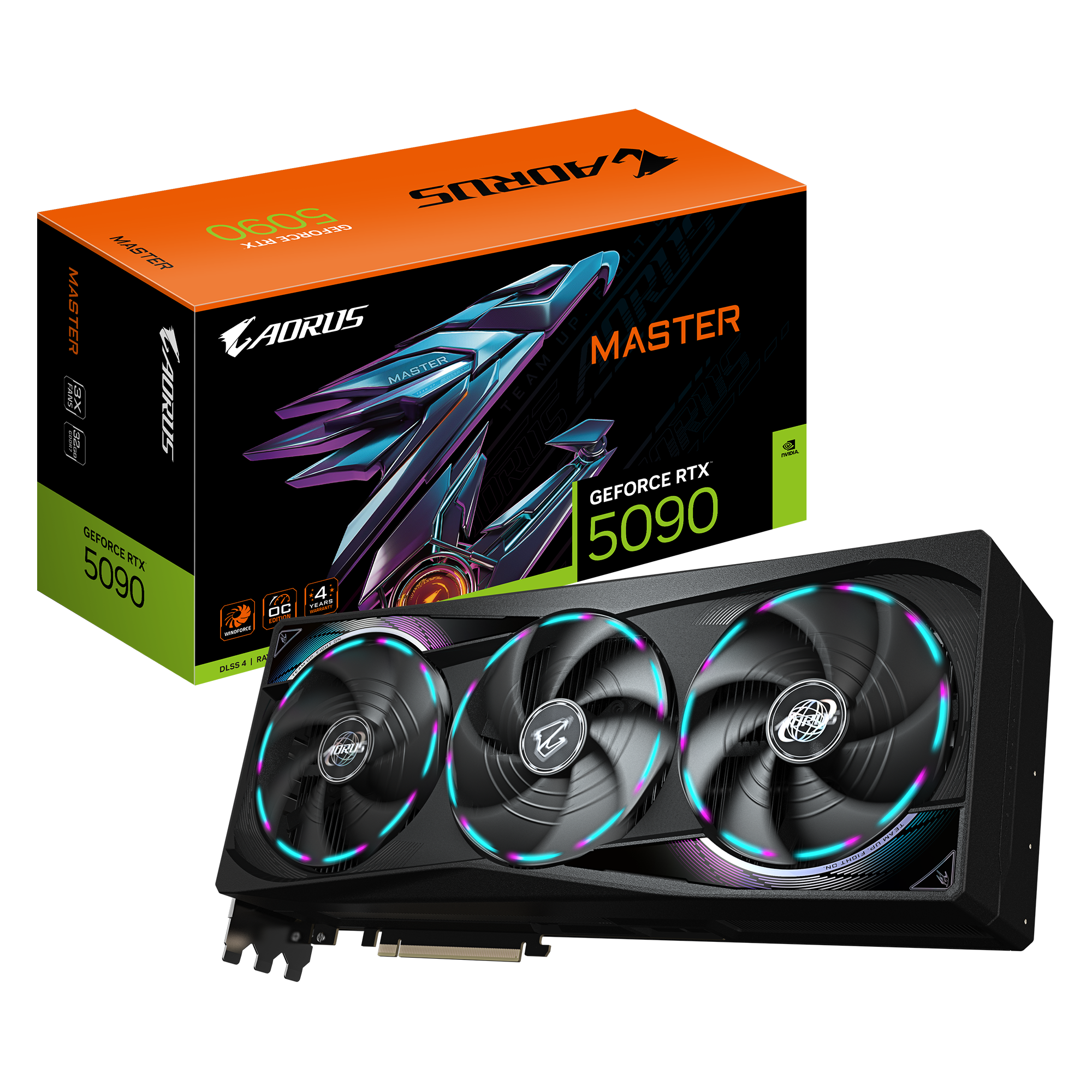 AORUS GeForce RTX 5090 MASTER 32GB GDDR7 512bit memory interface; GDDR7 512bit memory interface; 2655 MHz;7680x4320
