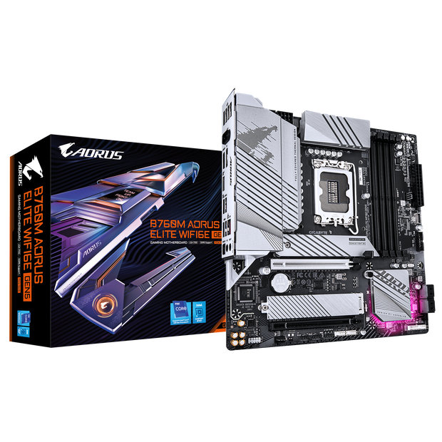 B760M AORUS ELITE WIFI6E GEN5, Intel B760 Express Chipset;4 x DDR5 DIMM sockets supporting up to 256 GB of system memory