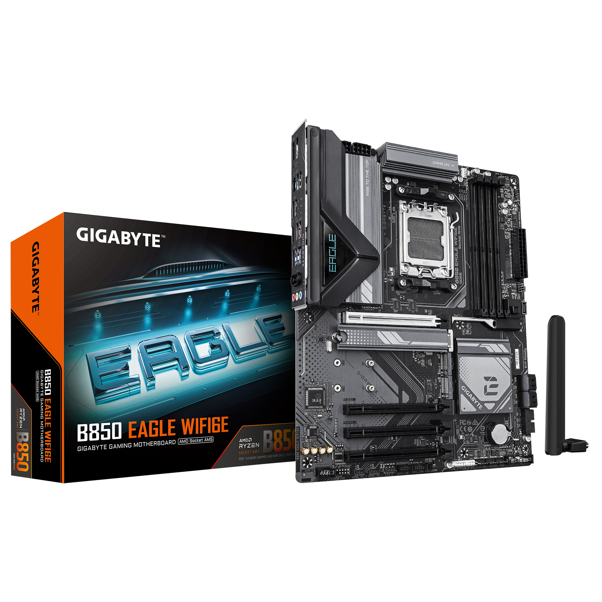 B850 EAGLE WIFI6E motherboard; Chipset AMD B850; 4 x DDR5 DIMM sockets supporting up to 256 GB; X30 Turbo Mode