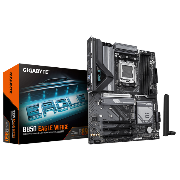 B850 EAGLE WIFI6E motherboard; Chipset AMD B850; 4 x DDR5 DIMM sockets supporting up to 256 GB; X30 Turbo Mode