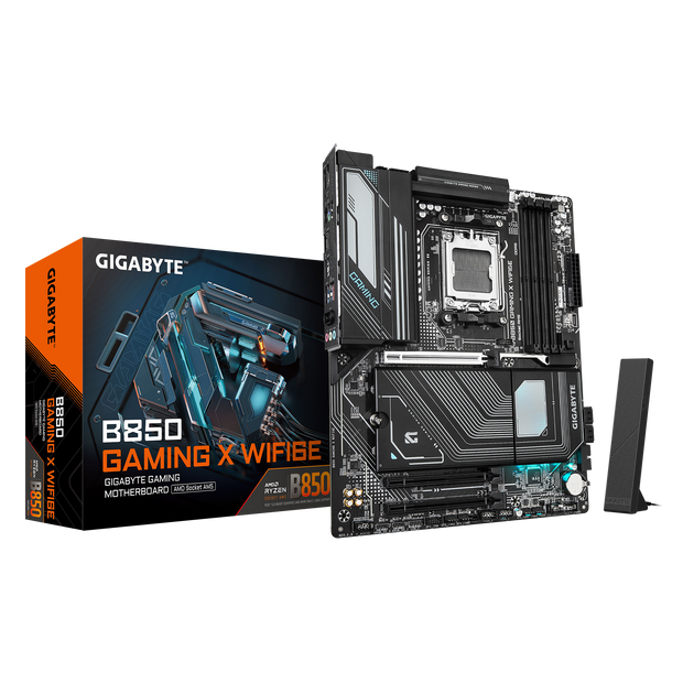 B850 GAMING X WIFI6 Motherboard with AMD B850 chipset; 4 x DDR5 DIMM sockets supporting up to 256 GB; Dual channel memory architecture; Realtek Audi