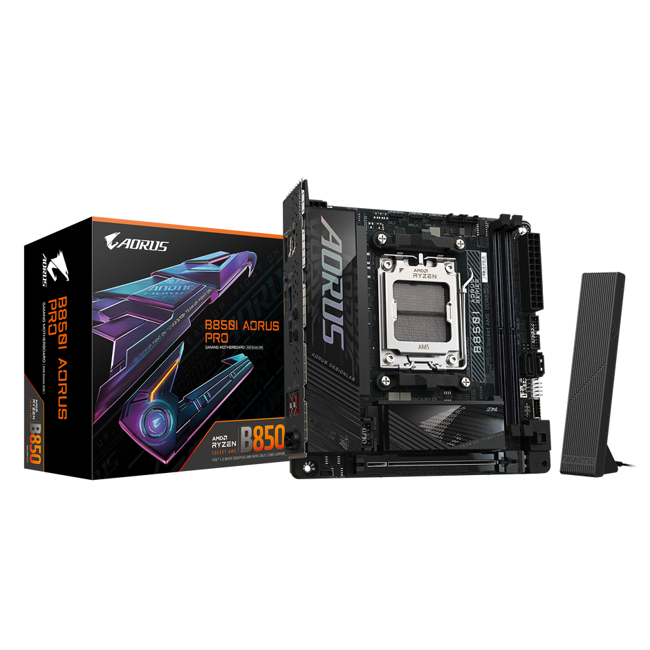 B850I AORUS PRO Motherboard; Socket AM5 Supports AMD Ryzen Series Processors; 2 x DIMMs, Dual Channel DDR5; with AMD B850 chipset