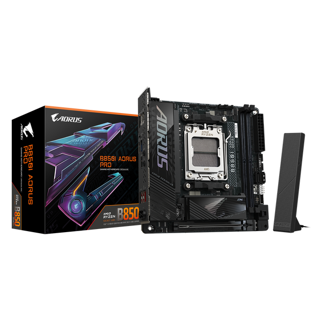 B850I AORUS PRO Motherboard; Socket AM5 Supports AMD Ryzen Series Processors; 2 x DIMMs, Dual Channel DDR5; with AMD B850 chipset