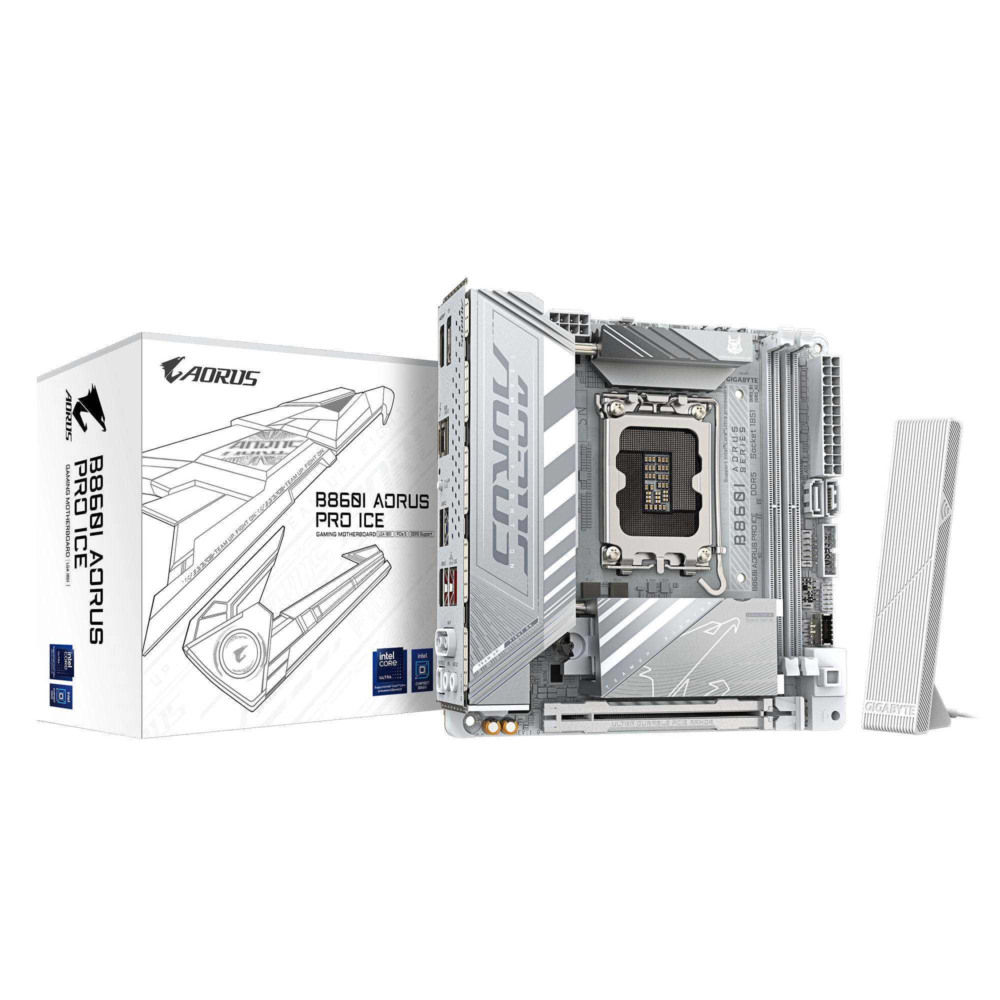 B860I AORUS PRO ICE MOTHERBOARD;Intel B860 Express Chipset; 2 x DDR5 DIMM sockets aupporting upto 128GB