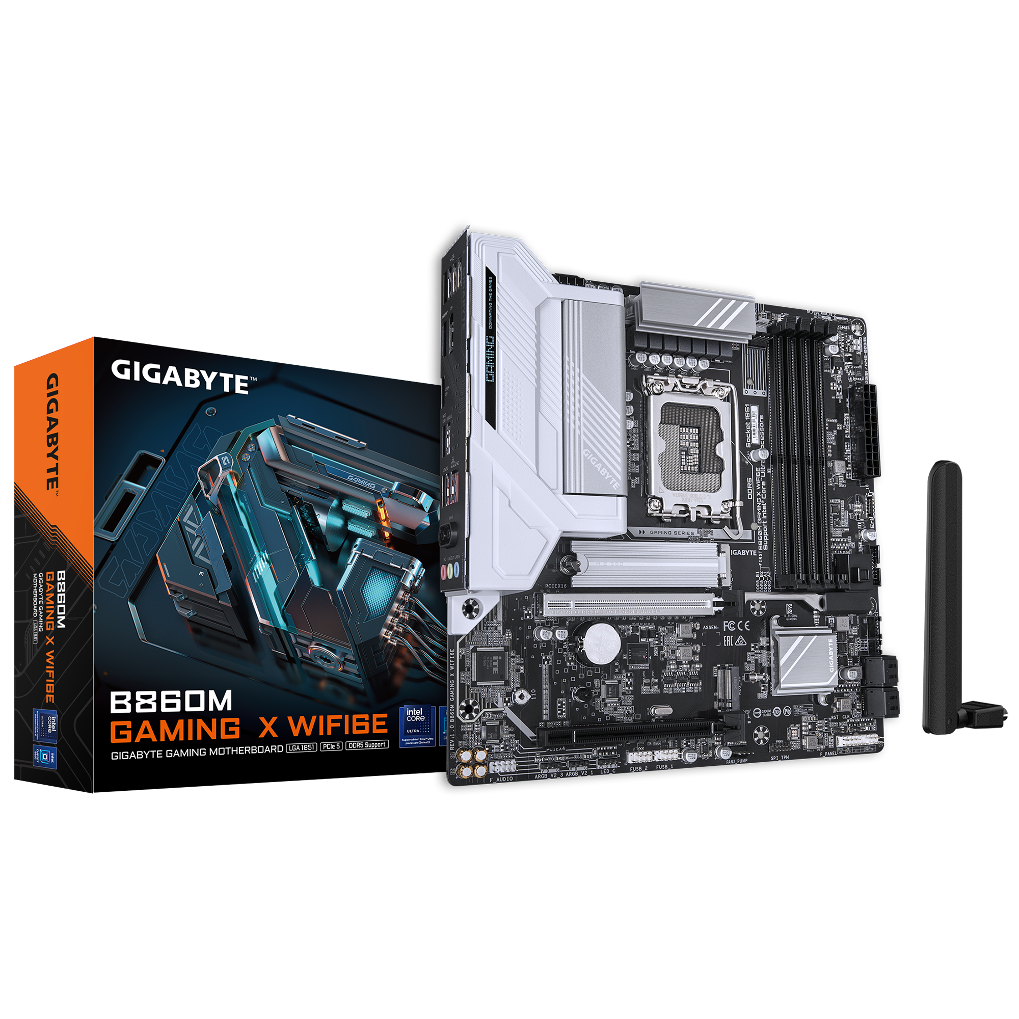 B860M GAMING X WIFI6E; Chipset Intel B860 Express Chipset; 4 x DDR5 DIMM sockets supporting up to 256 GB; Realtek 2.5GbE LAN chip