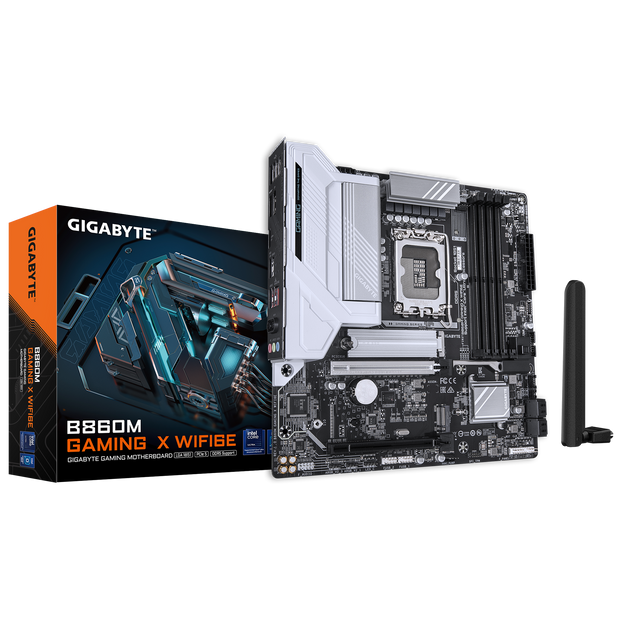 B860M GAMING X WIFI6E; Chipset Intel B860 Express Chipset; 4 x DDR5 DIMM sockets supporting up to 256 GB; Realtek 2.5GbE LAN chip