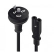 2m Aus 2 Pin Mains Plug to IEC C7 - Male to Female - Retail Box Packaging