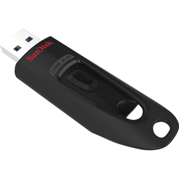 SanDisk Ultra USB 3.0 Flash Drive, CZ48 64GB, USB3.0, Blue, stylish sleek design, 5Y