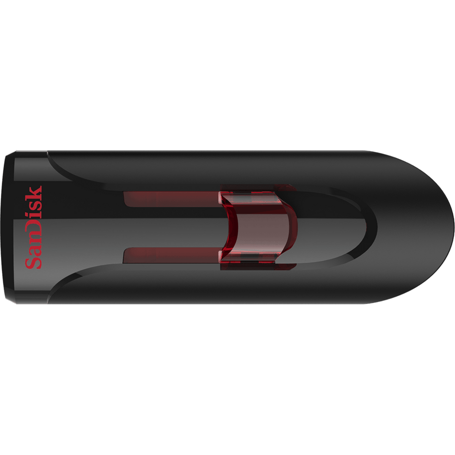 SanDisk Cruzer Glide 3.0 USB Flash Drive, CZ600 256GB, USB3.0, Black with red slider, retractable design, 5Y