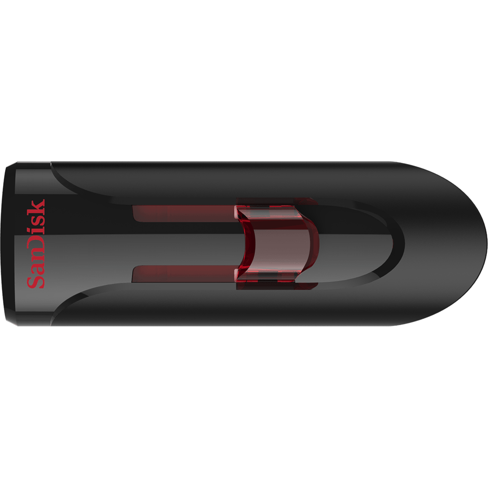 SanDisk Cruzer Glide 3.0 USB Flash Drive, CZ600 256GB, USB3.0, Black with red slider, retractable design, 5Y