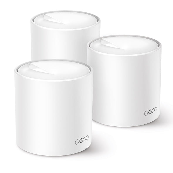 "AX3000 Whole Home Mesh Wi-Fi 6 System, 3-pack 574 Mbps at 2.4 GHz 2402 Mbps at 5 GHz 2 Internal Antennas, 3 Gigabit Ports, 2 Streams and HE160 for 5G