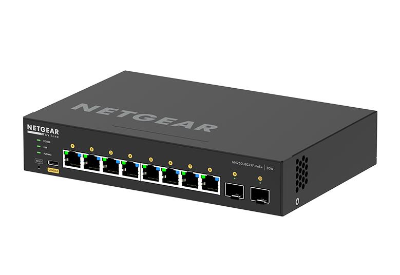 NETGEAR M4250-8G2XF-PoE+ Desktop Managed Switch 8x1G PoE+ 220W and 2x10G SFP+ AV Line (GSM4210PX)
