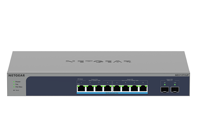 NETGEAR 8-Port Multi-Gigabit/10G Ethernet Ultra60 PoE++ Smart Managed Pro Switch with 2 SFP+ Ports (MS510TXUP)