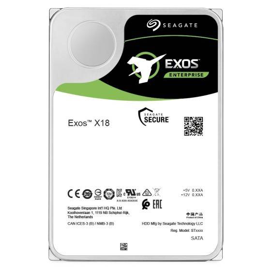 Exos X18 512e/4KN, 3.5" SATA, 12TB, 7200RPM, 256MB Cache, NO ENCRYPTION, 5 Years or 2.5M Hours MTBF Warranty