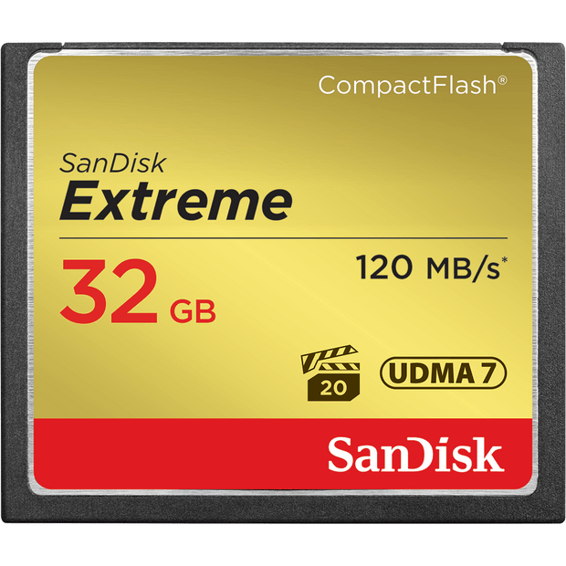 SanDisk Extreme CF, CFXSB 32GB, VPG20, UDMA 7, 120MB/s R, 85MB/s W, 4x6, Lifetime Limited
