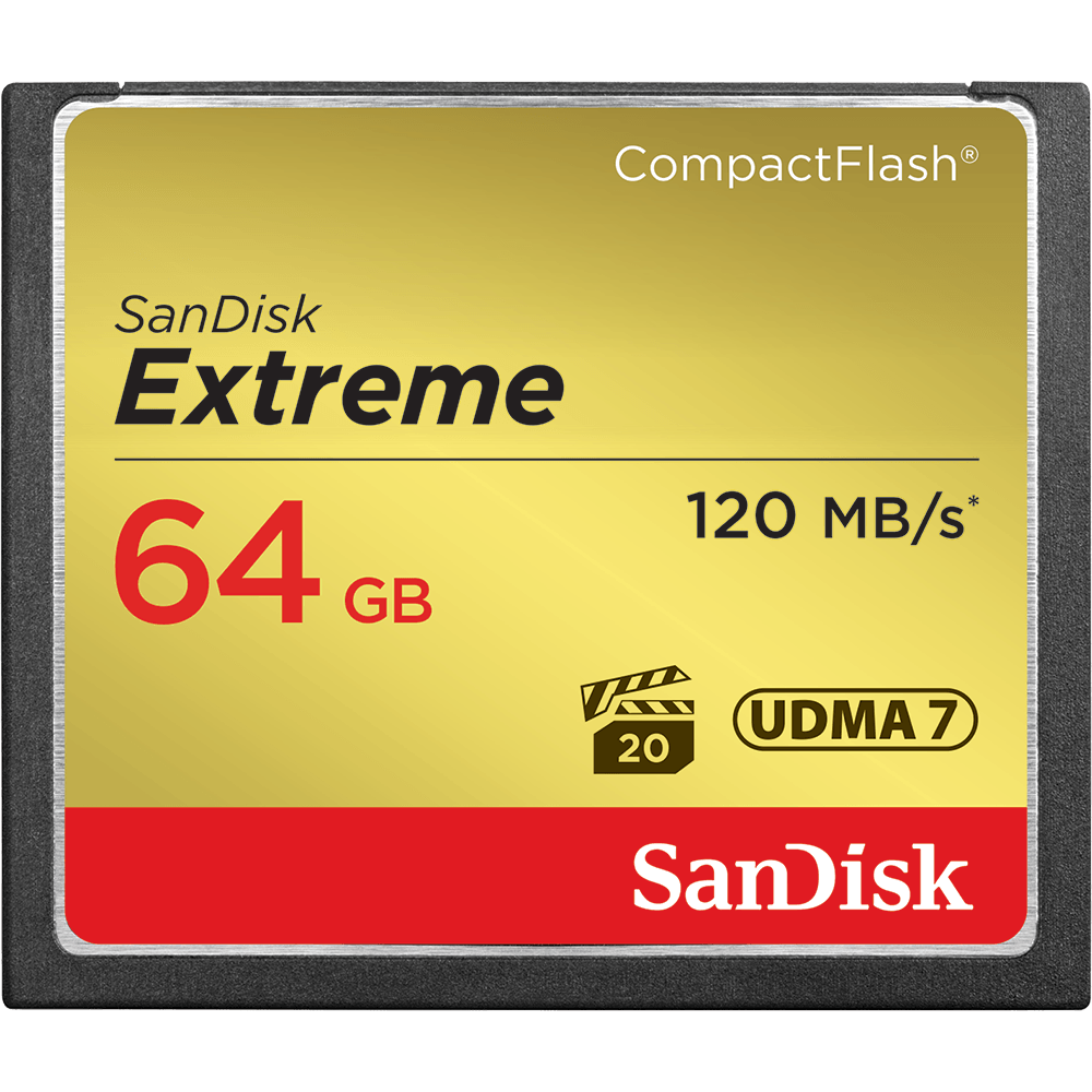 SanDisk Extreme CF, CFXSB 64GB, VPG20, UDMA 7, 120MB/s R, 85MB/s W, 4x6, Lifetime Limited