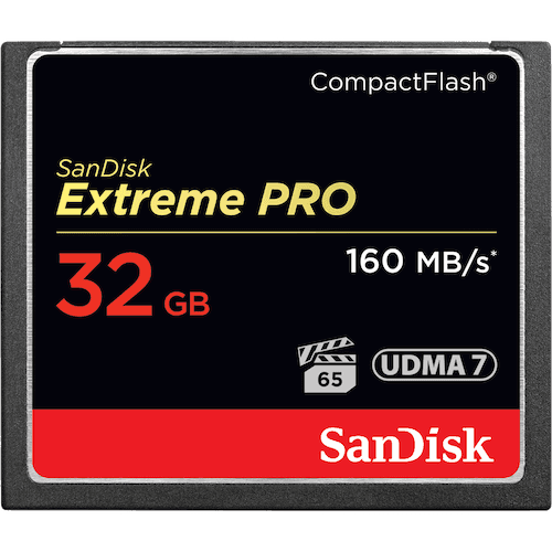 SanDisk Extreme Pro CF, CFXPS 32GB, VPG65, UDMA 7, 160MB/s R, 150MB/s W, 4x6, Lifetime Limited