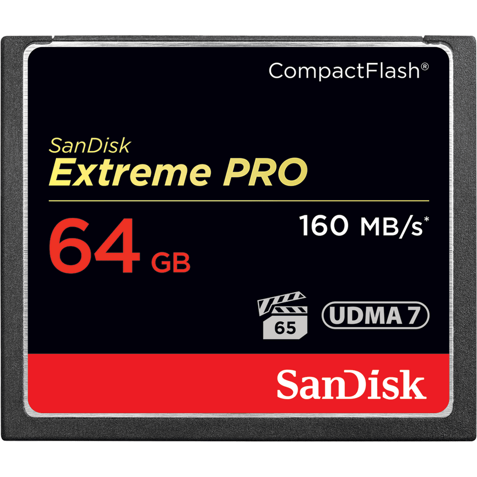 SanDisk Extreme Pro CF, CFXPS 64GB, VPG65, UDMA 7, 160MB/s R, 150MB/s W, 4x6, Lifetime Limited