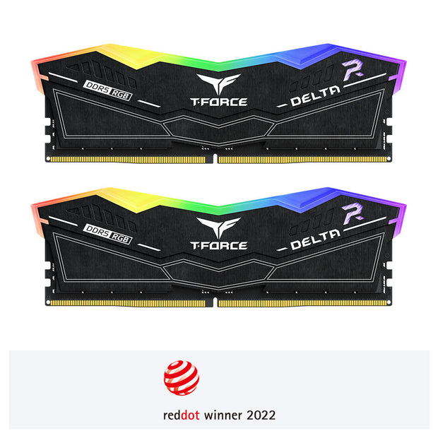 T-FORCE DELTA, RGB BLACK, DDR5, 5600MHz, 8GB Kit (8Gb x 2), CL40-40-40-76, 1.2V, Limited Lifetime Warranty, INTEL XMP 3.0, AMD EXPO Ready