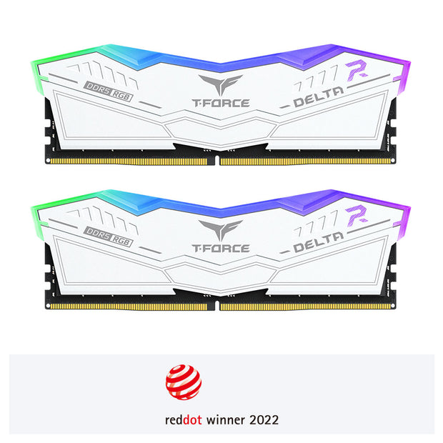 T-FORCE DELTA, RGB WHITE, DDR5, 6000MHz, 64GB Kit (32Gb x 2), CL38-38-38-78, 1.35V, Limited Lifetime Warranty, INTEL XMP 3.0, AMD EXPO Ready