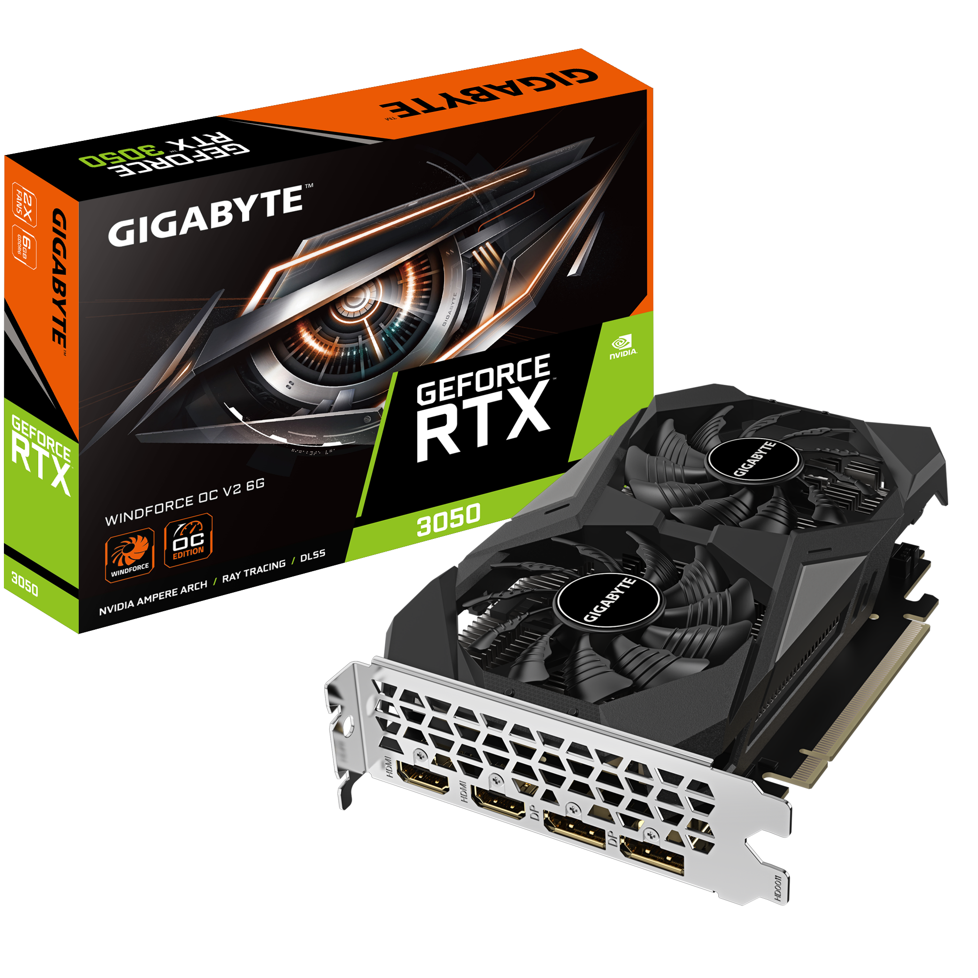 GeForce RTX 3050 WINDFORCE OC 6G; 1477 MHz; 7680x4320; 96 bit