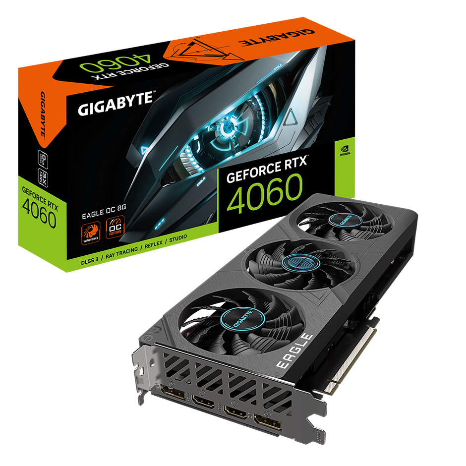Nvidia GeForce RTX 4060 EAGLE OC 8G GDDR6 128 bit/2505MHz/PCI-E 4.0/Max Res 7680x4320/DisplayPort 1.4ax2 HDMI 2.1ax2