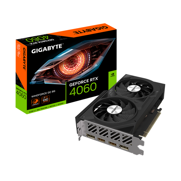 Nvidia GeForce RTX 4060 WINDFORCE OC 8G GDDR6 128 bit/2475MHz/PCI-E 4.0/Max Res 7680x4320/DisplayPort 1.4ax2 HDMI 2.1ax2