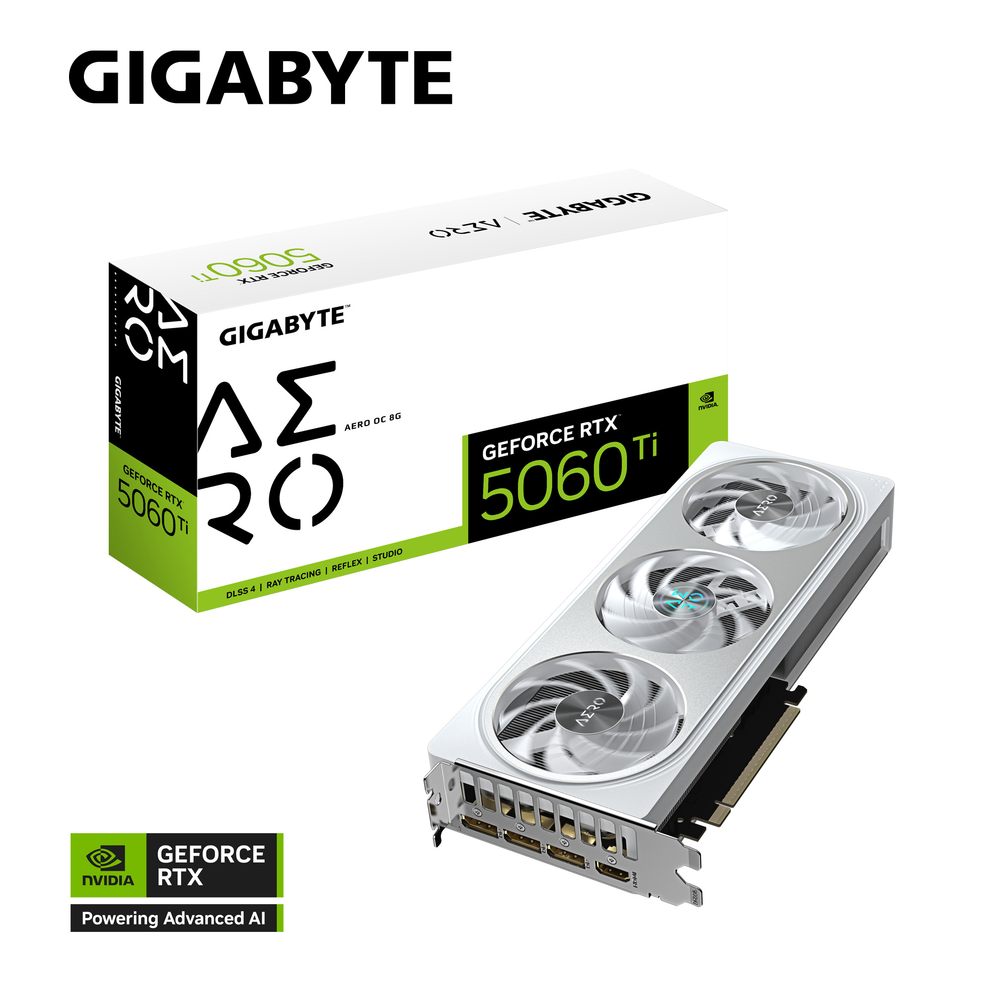 GeForce RTX 5060 Ti AERO OC 8G NVIDIA RTX 5660 TI/REV 1.0 PCI-E 5.0 x8/8 GB GDDR7/128 bit DP*3/HDMI