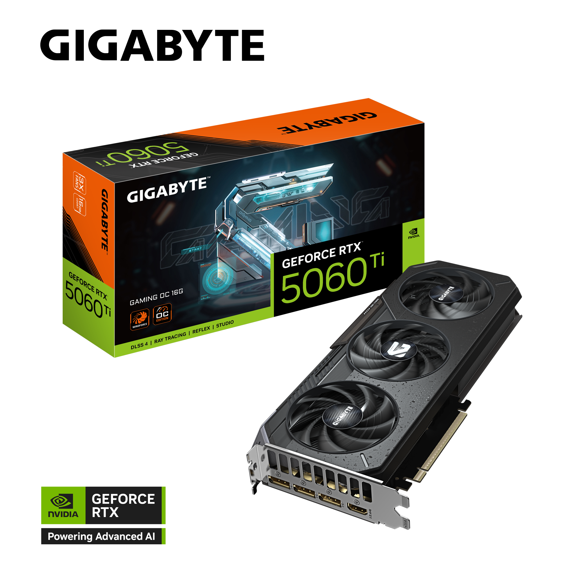 GeForce RTX 5060 Ti GAMING OC 16G  Integrated with 16GB GDDR7 128bit memory interface  WINDFORCE cooling system CORE CLOCK 2647 MHz