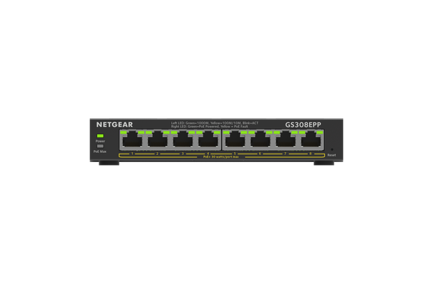 NETGEAR SOHO 8-port High-Power PoE+ Gigabit Smart Managed Plus Switch (GS308EPP)
