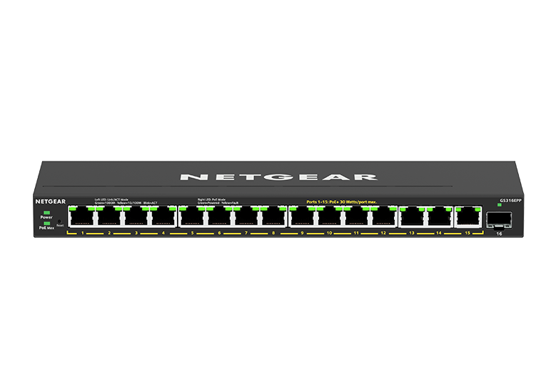 NETGEAR 16 Port PoE Gigabit Ethernet Plus Switch (GS316EPP) - with 16 x PoE+ @ 231W, Desktop/Wall Mount