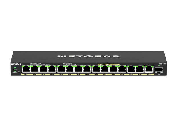 NETGEAR 16 Port PoE Gigabit Ethernet Plus Switch (GS316EPP) - with 16 x PoE+ @ 231W, Desktop/Wall Mount