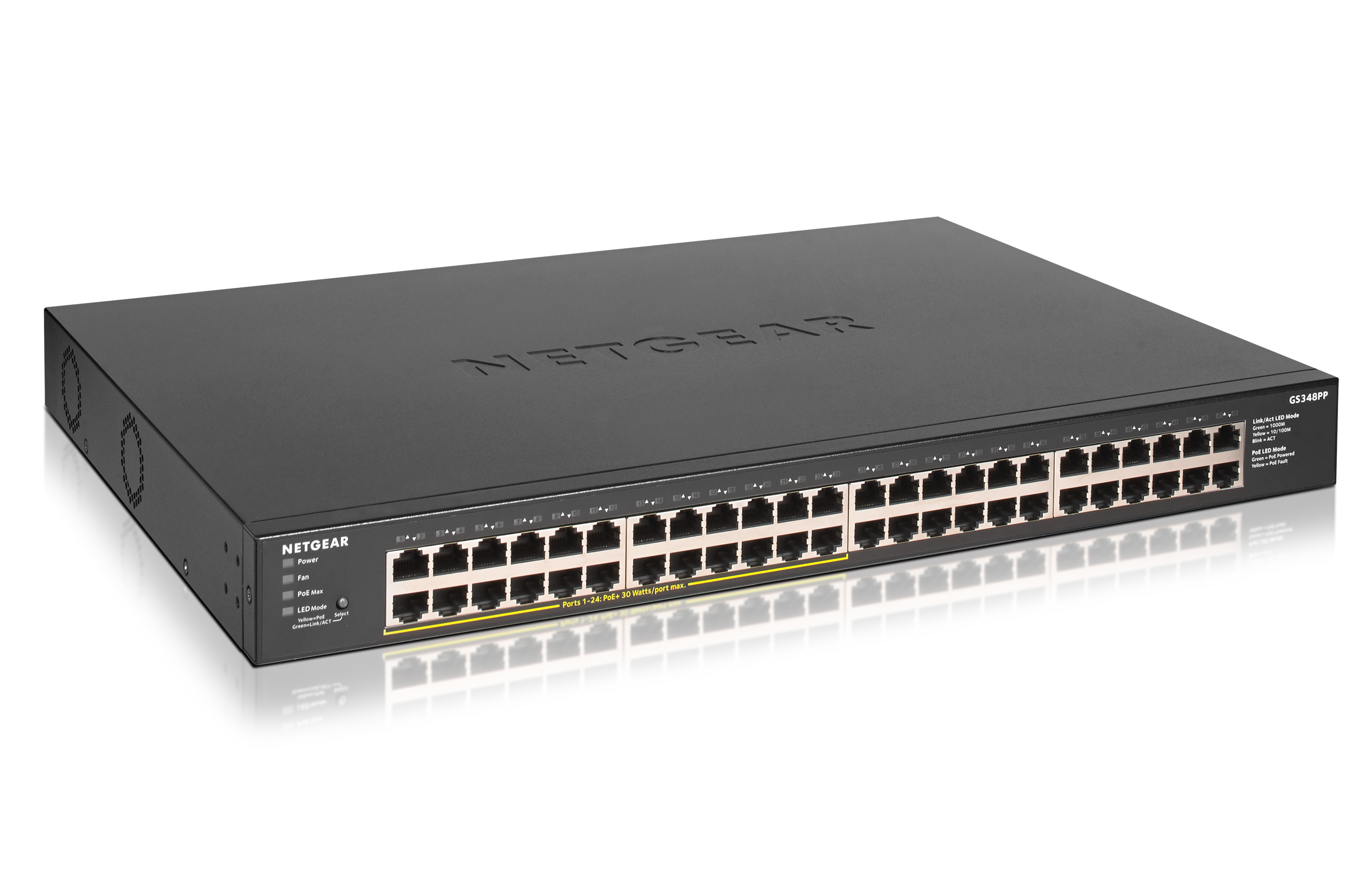 NETGEAR SOHO 48-port PoE+ Gigabit Unmanaged Switch (380W PoE Budget)(GS348PP)