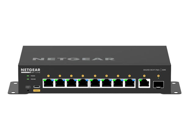 NETGEAR M4250-9G1F-PoE+ Desktop Managed Switch 8x1G PoE+ 110W 1x1G and 1xSFP AV Line (GSM4210PD)