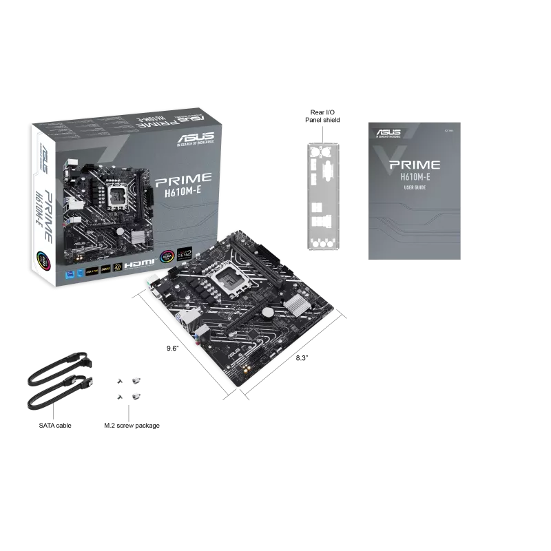 ASUS, PRIME-H610M-E-CSM, INTEL, LGA1700, 2x DDR5, 96G, ,U32 GEN 1,DUAL M.2,AURA,MB