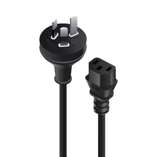 2m Aus 3 Pin Wall to IEC C13 - Male to Female - Retail Box Packaging