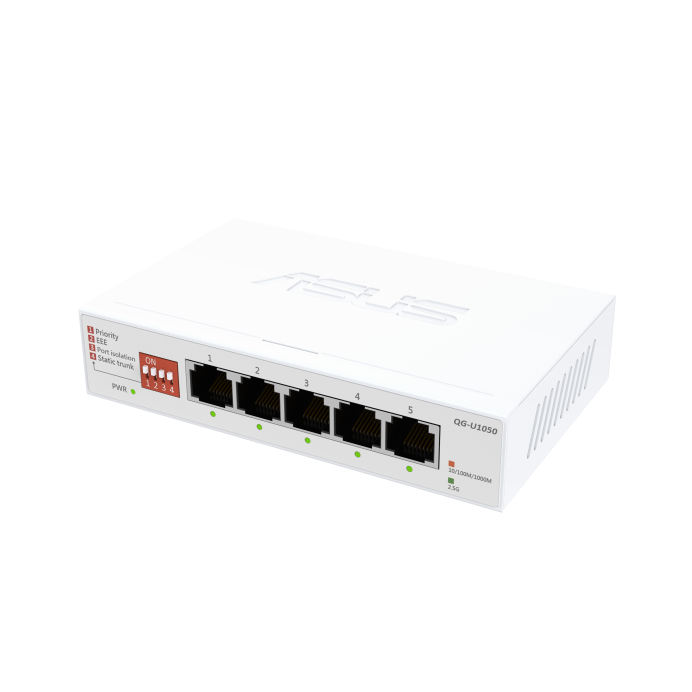 QG-U1050/APAC/11/P_EU_AU_UK//QG-U1050, 5-Port 2.5G Unmanaged Switch, Support 4 Intelligent Modes, Home Network Hub