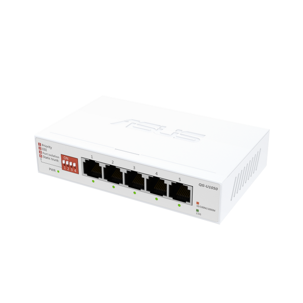 QG-U1050/APAC/11/P_EU_AU_UK//QG-U1050, 5-Port 2.5G Unmanaged Switch, Support 4 Intelligent Modes, Home Network Hub