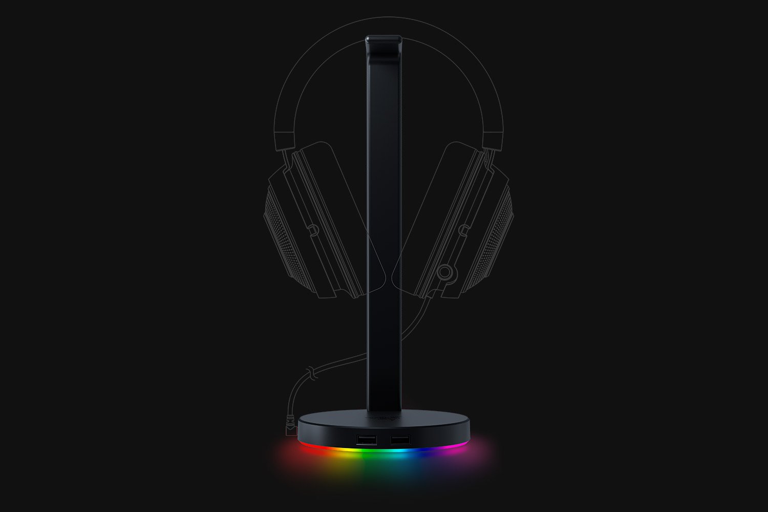 Razer Base Station V2 Chroma - Chroma Enabled Headset Stand with USB 3.1 Hub and 7.1 Surround Sound