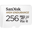 SanDisk High Endurance microSDXC Card, SQQNR 256G, UHS I, C10, U3, V30, 100MB/s R, 40MB/s W, SD adaptor, 2Y