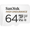 SanDisk High Endurance microSDXC Card, SQQNR 64G, UHS I, C10, U3, V30, 100MB/s R, 40MB/s W, SD adaptor, 2Y