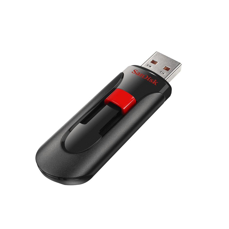 SanDisk Cruzer Glide USB Flash Drive, CZ60 128GB, USB2.0, Black, retractable design, 5Y