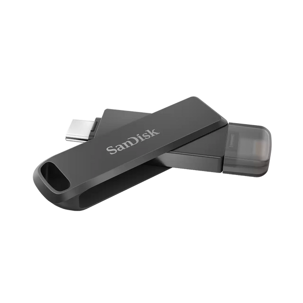SanDisk iXpand Flash Drive Luxe, SDIX70N 128GB, Black, iOS/Android, Lightning and Type C USB3.1, 2Y