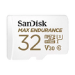 SanDisk MAX ENDURANCE microSDHC Card, SQQVR 32G, (15,000 Hrs), UHS-I, C10, U3, V30, 100MB/s R, 40MB/s W, SD adaptor, 3Y