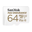 SanDisk MAX ENDURANCE microSDXC Card, SQQVR 64G, (30,000 Hrs), UHS-I, C10, U3, V30, 100MB/s R, 40MB/s W, SD adaptor, 5Y