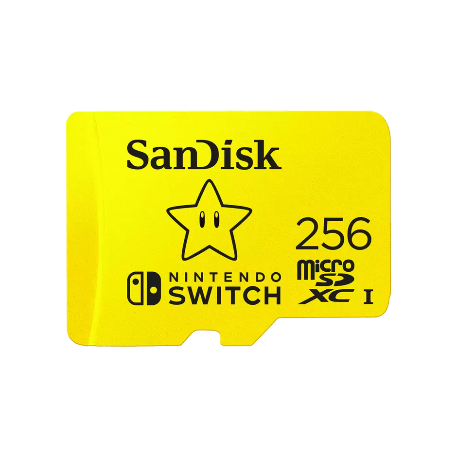 SanDisk and Nintendo Cobranded microSDXC, SQXAO, 256GB, U3, C10, UHS-1, 100MB/s R, 90MB/s W, 3x5, Lifetime Limited