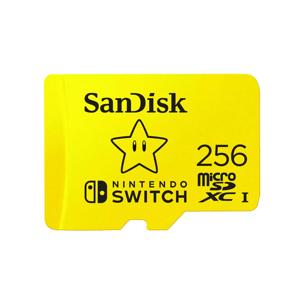 SanDisk and Nintendo Cobranded microSDXC, SQXAO, 256GB, U3, C10, UHS-1, 100MB/s R, 90MB/s W, 3x5, Lifetime Limited