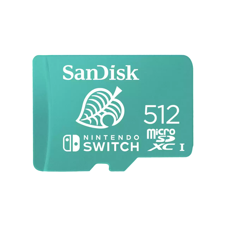 SanDisk and Nintendo Cobranded microSDXC, SQXAO, 512GB, U3, C10, UHS-1, 100MB/s R, 90MB/s W, 3x5, Lifetime Limited
