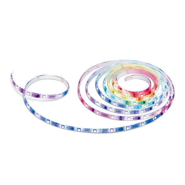 Smart Light Strip, Multicolor, 2.4 GHz Wi-Fi, 802.11b/g/n,2x16.4 ftx5m RGBW+IC LED light strips, 2000lm, 2500K-6500K tunable white, 12V/2A pwer adptr,