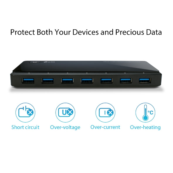 7 ports USB 3.0 Hub with 2 power charge ports - Desktop